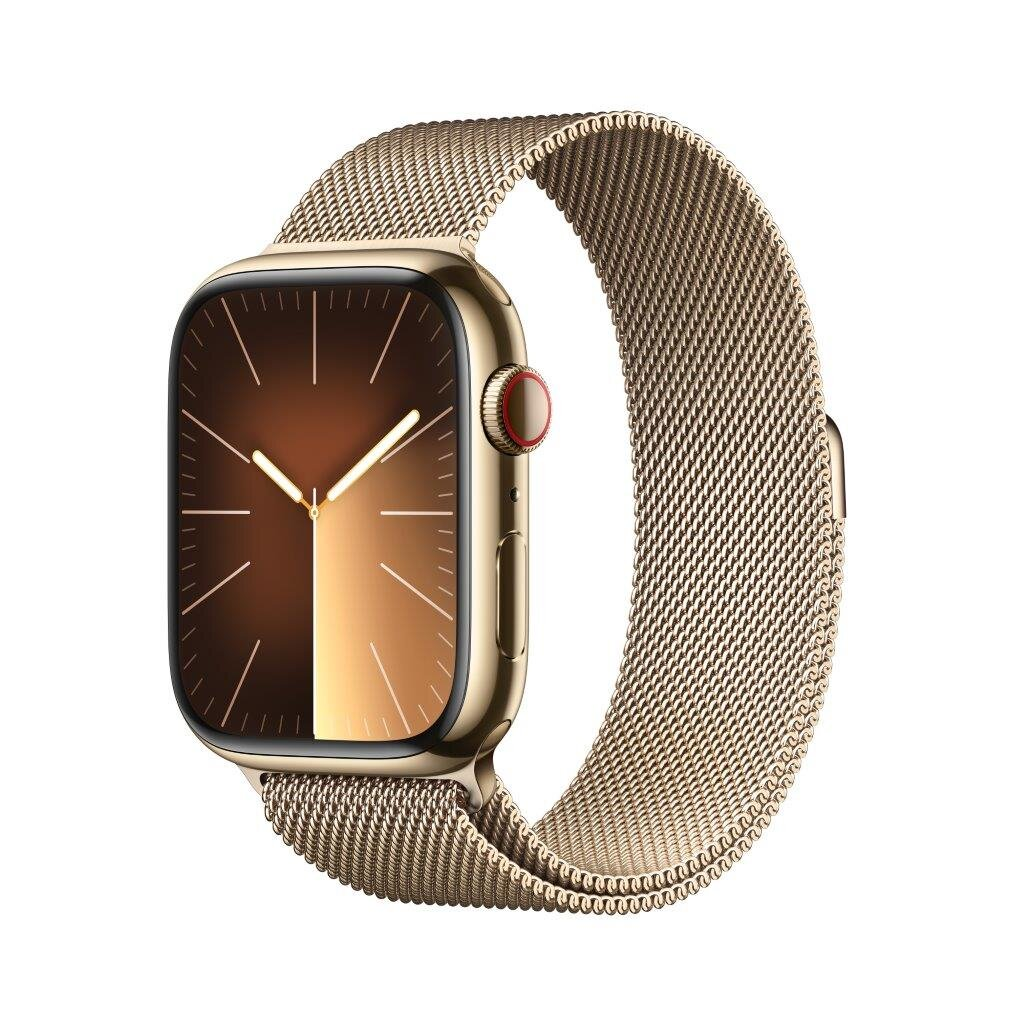 Smartwatch APPLE Watch Series 9 GPS + Cellular Koperta 45mm ze stali nierdzewnej w kolorze złotym z bransoletą mediolańską w kolorze złotym MRMU