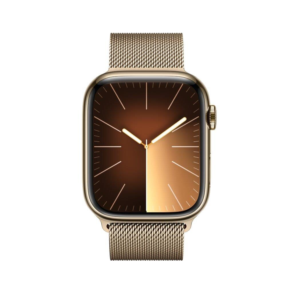 Smartwatch APPLE Watch Series 9 GPS + Cellular Koperta 45mm ze stali nierdzewnej w kolorze złotym z bransoletą mediolańską w kolorze złotym MRMU