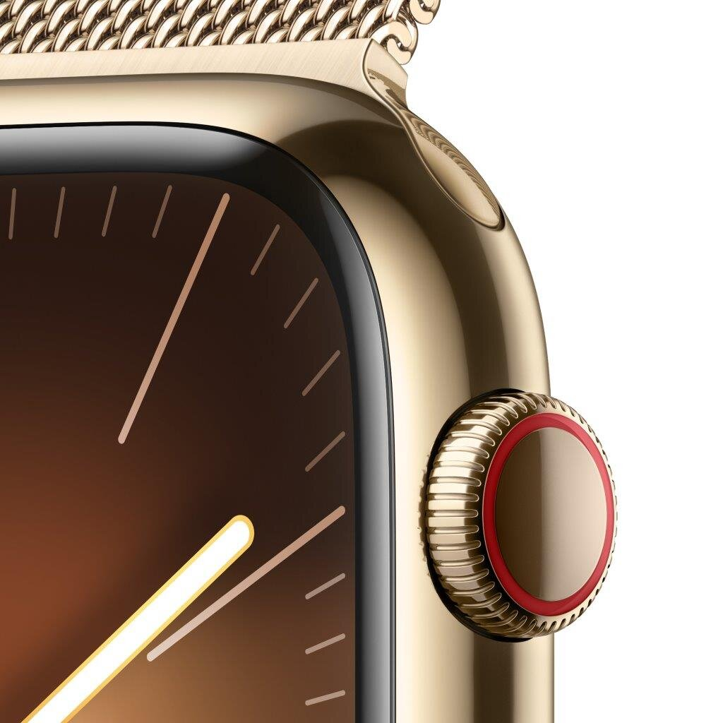 Smartwatch APPLE Watch Series 9 GPS + Cellular Koperta 45mm ze stali nierdzewnej w kolorze złotym z bransoletą mediolańską w kolorze złotym MRMU