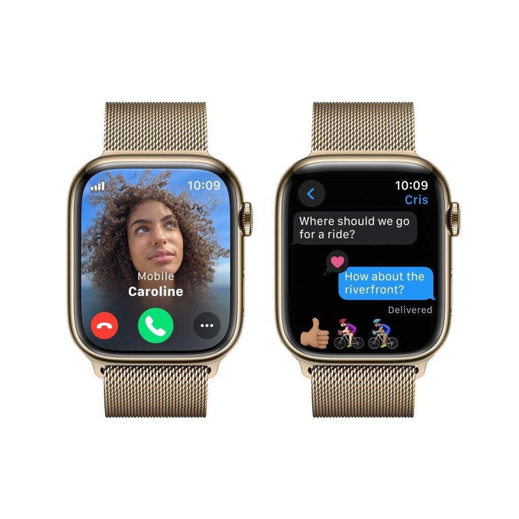 Smartwatch APPLE Watch Series 9 GPS + Cellular Koperta 45mm ze stali nierdzewnej w kolorze złotym z bransoletą mediolańską w kolorze złotym MRMU