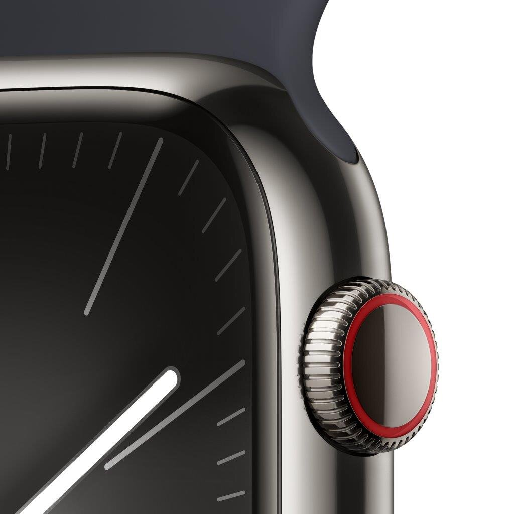 Smartwatch APPLE Watch Series 9 GPS + Cellular Koperta 45mm ze stali nierdzewnej w kolorze mocnego grafitu z paskiem sportowym M/L w kolorze