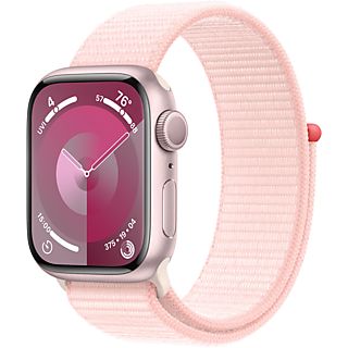 APPLE Watch Series 9 (GPS, alluminio) 41 mm - Smartwatch (Regolabile in continuo, Tessuto (Carbon Neutral), Rosé/rosa chiaro)