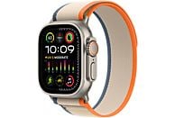 APPLE Ultra 2 (GPS + Cellular, Titane) 49 mm  - Smartwatch (M/L 145-220 mm, Tissu Nylon (Carbon Neutral), Titane Naturel/Orange/Beige)