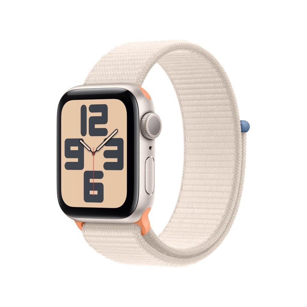 Smartwatch APPLE Watch SE (2 generacji) GPS Koperta 40mm z aluminium w kolorze księżycowej poświaty z opaską sportową w kolorze księżycowej poświa