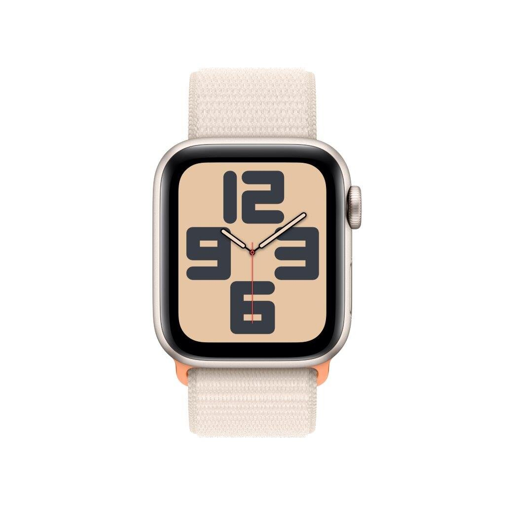 Smartwatch APPLE Watch SE (2 generacji) GPS Koperta 40mm z aluminium w kolorze księżycowej poświaty z opaską sportową w kolorze księżycowej poświa