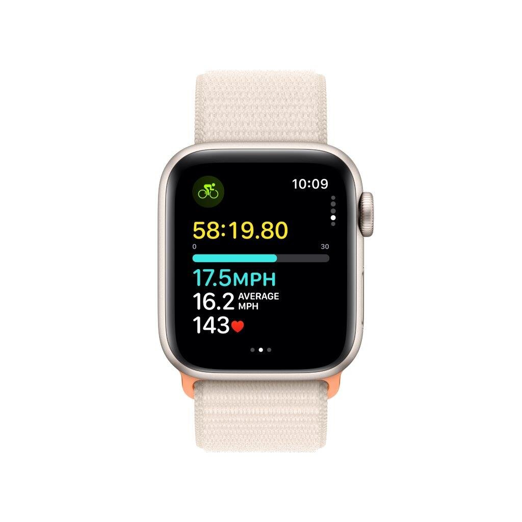 Smartwatch APPLE Watch SE (2 generacji) GPS Koperta 40mm z aluminium w kolorze księżycowej poświaty z opaską sportową w kolorze księżycowej poświa