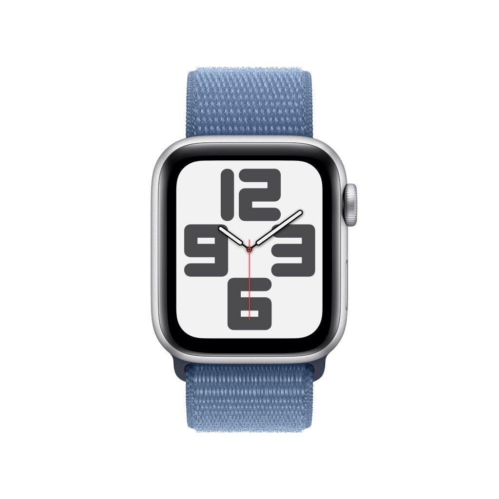 Smartwatch APPLE Watch SE (2 generacji) GPS Koperta 40mm z aluminium w kolorze srebrnym z opaską sportową w kolorze zimowego błękitu MRE33QP/A