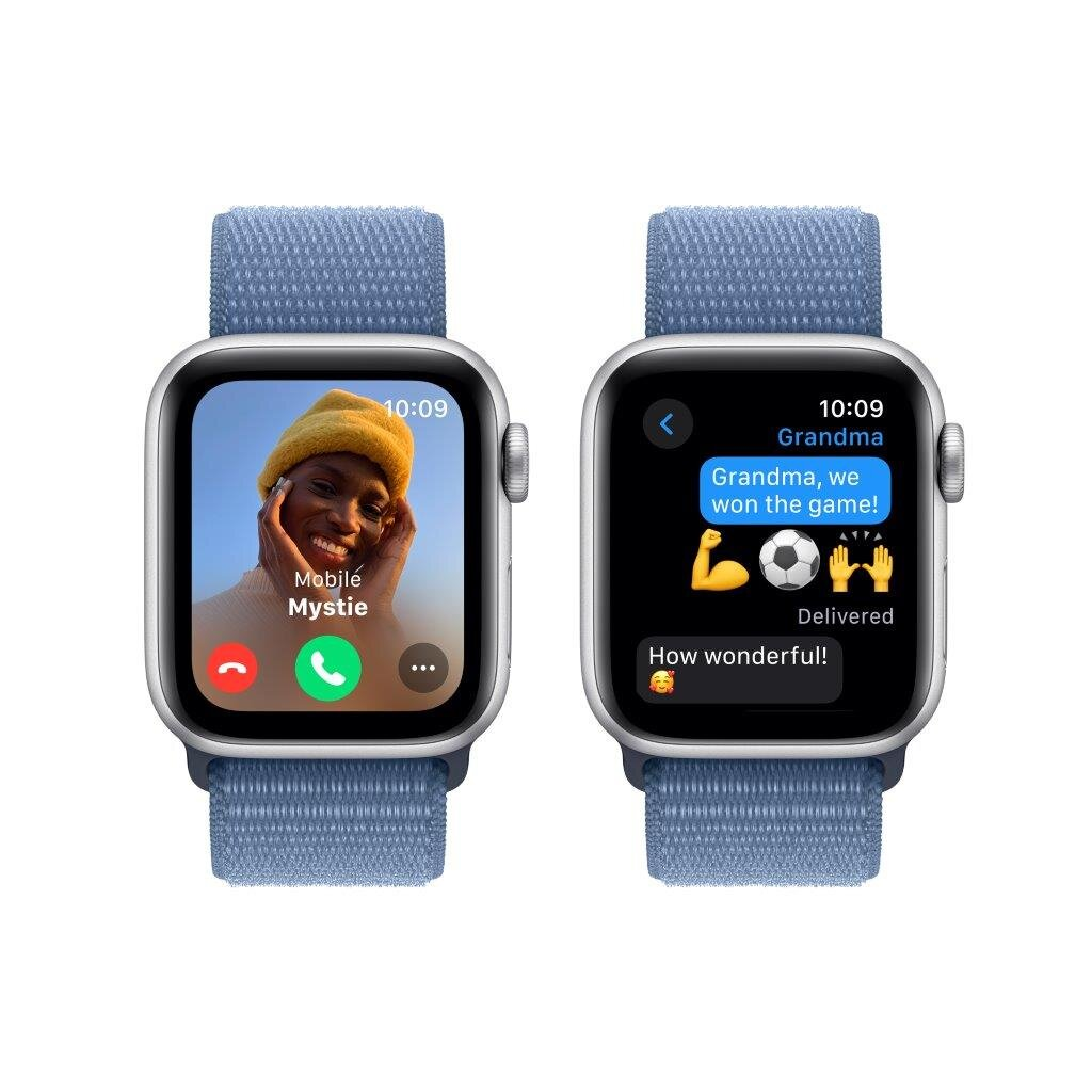 Smartwatch APPLE Watch SE (2 generacji) GPS Koperta 40mm z aluminium w kolorze srebrnym z opaską sportową w kolorze zimowego błękitu MRE33QP/A