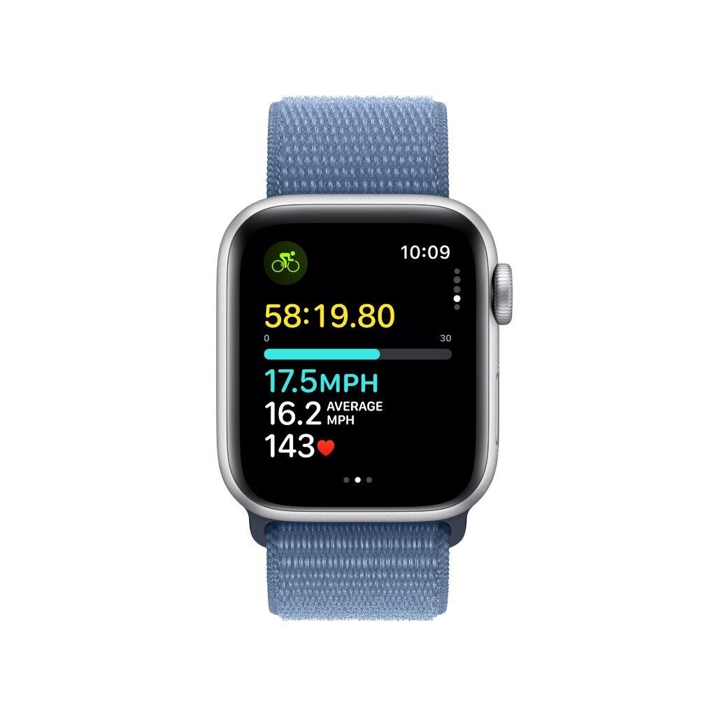 Smartwatch APPLE Watch SE (2 generacji) GPS Koperta 40mm z aluminium w kolorze srebrnym z opaską sportową w kolorze zimowego błękitu MRE33QP/A