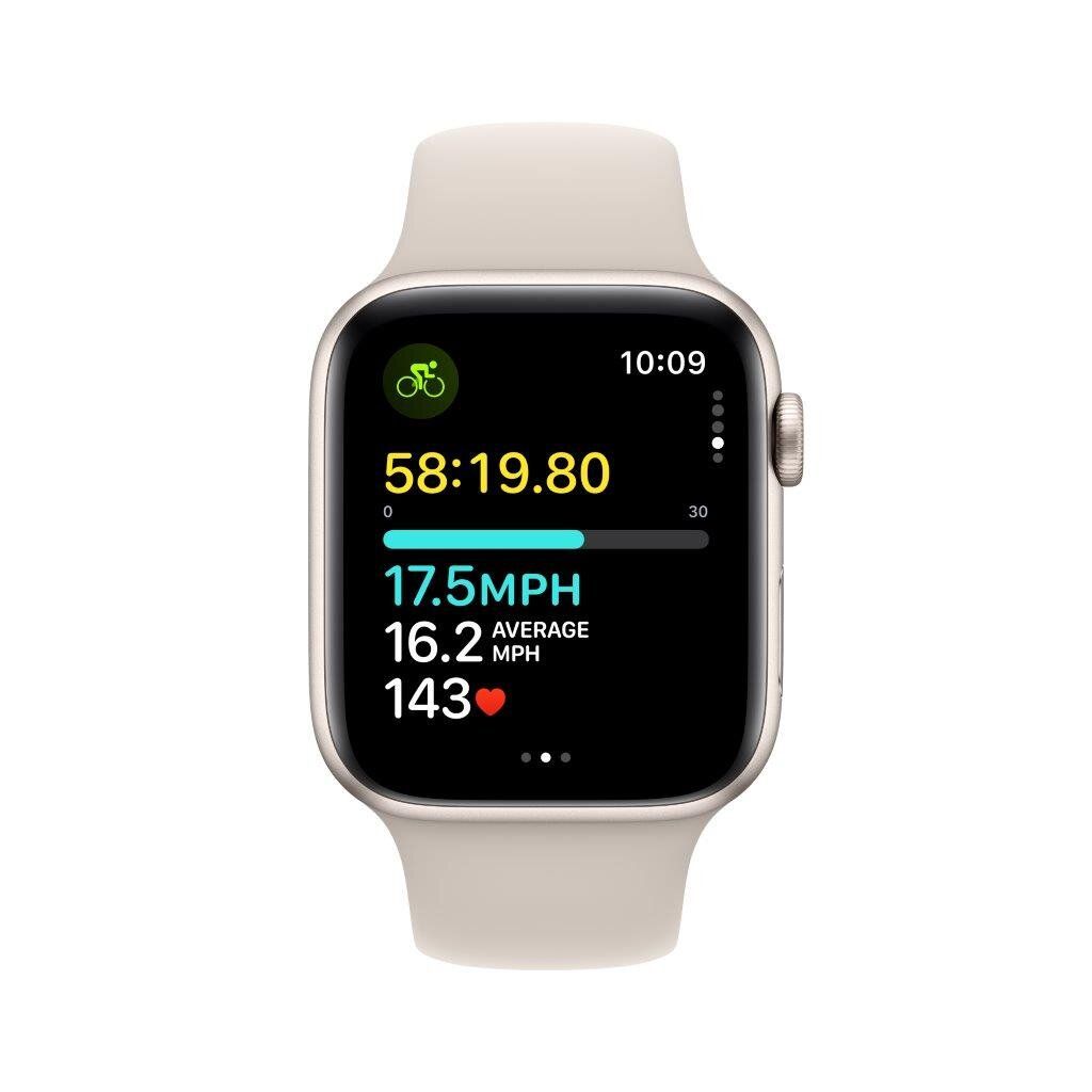 Smartwatch APPLE Watch SE (2 generacji) GPS Koperta 44mm z aluminium w kolorze księżycowej poświaty z paskiem sportowym S/M w kolorze ks