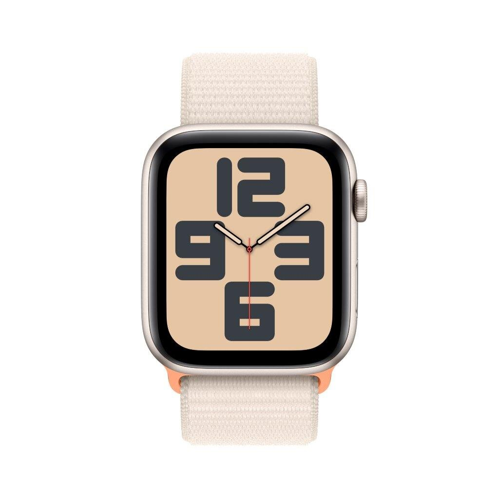 Smartwatch APPLE Watch SE (2 generacji) GPS Koperta 44mm z aluminium w kolorze księżycowej poświaty z opaską sportową w kolorze księżycowej poświa