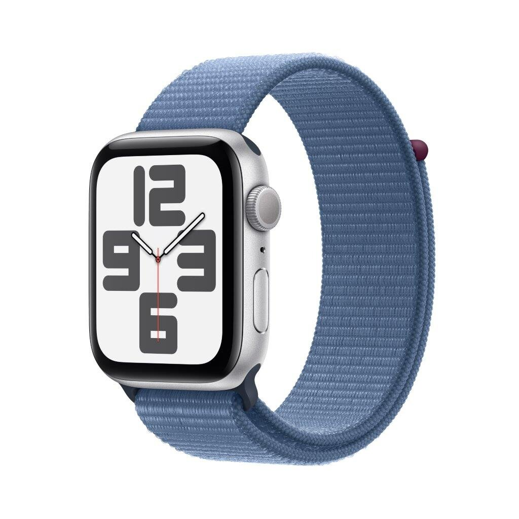 Smartwatch APPLE Watch SE (2 generacji) GPS Koperta 44mm z aluminium w kolorze srebrnym z opaską sportową w kolorze zimowego błękitu MREF3QP/A