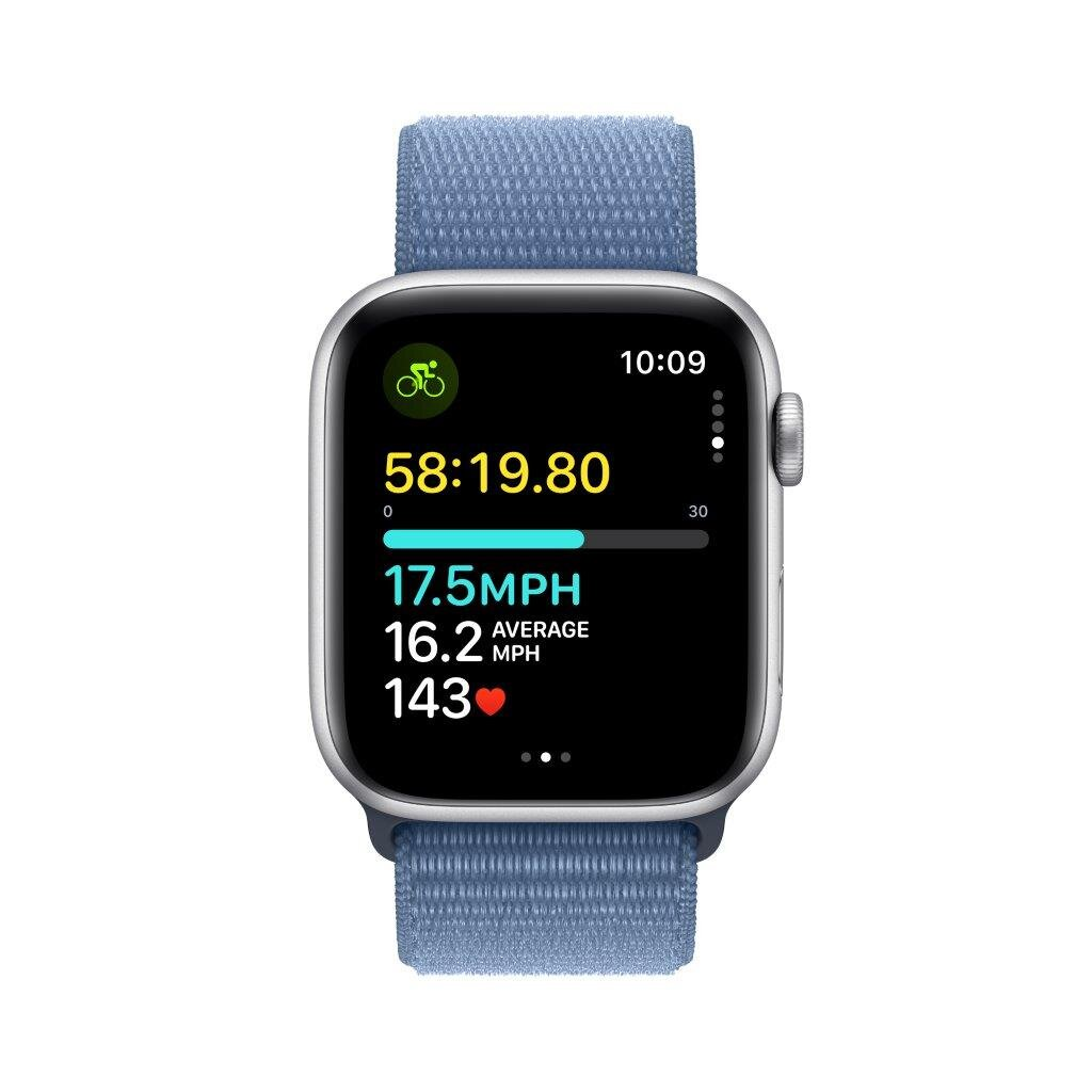 Smartwatch APPLE Watch SE (2 generacji) GPS Koperta 44mm z aluminium w kolorze srebrnym z opaską sportową w kolorze zimowego błękitu MREF3QP/A