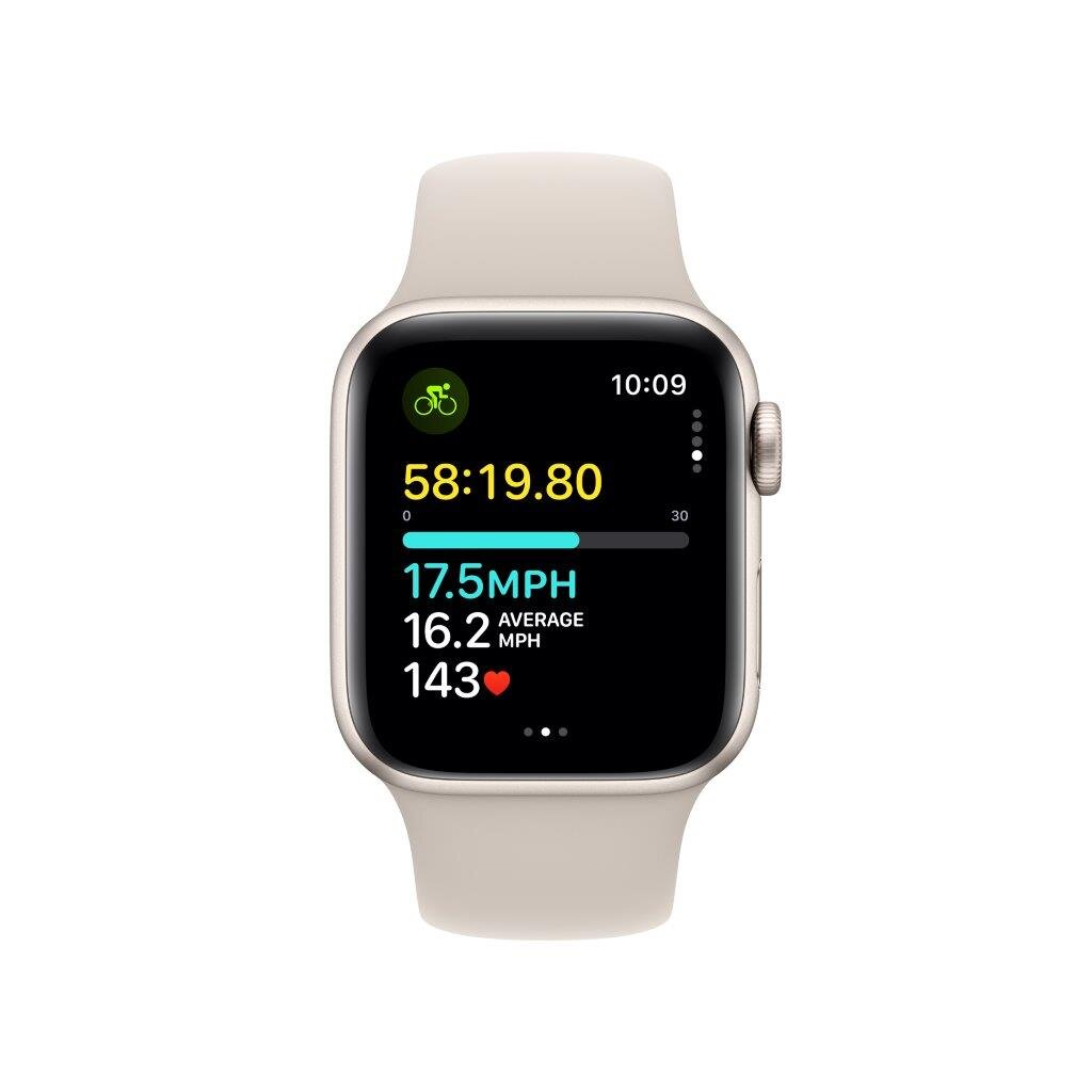 Smartwatch APPLE Watch SE (2 generacji) GPS + Cellular Koperta 40mm z aluminium w kolorze księżycowej poświaty z paskiem sportowym S/M w kolorze ks