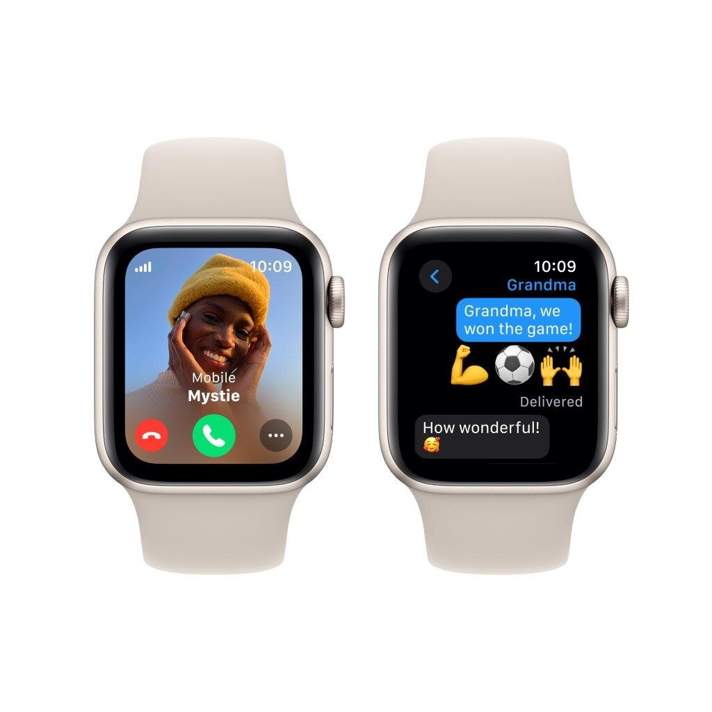 Smartwatch APPLE Watch SE (2 generacji) GPS + Cellular Koperta 40mm z aluminium w kolorze księżycowej poświaty z paskiem sportowym M/L w kolorze ks