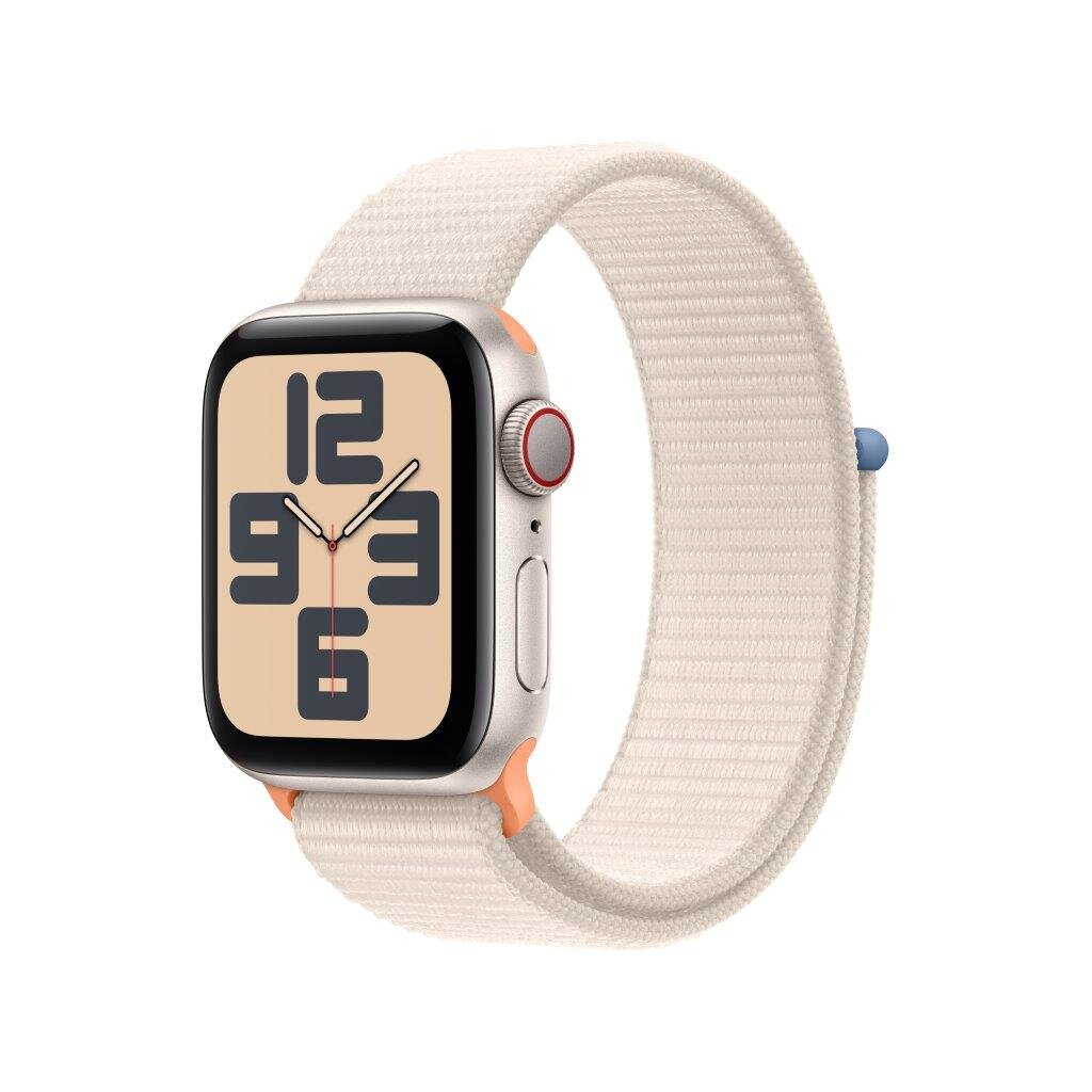 Smartwatch APPLE Watch SE (2 generacji) GPS + Cellular Koperta 40mm z aluminium w kolorze księżycowej poświaty z opaską sportową w kolorze księ