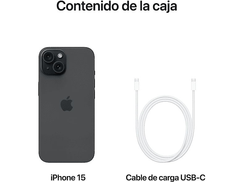 Apple iPhone 15, Negro, 128 GB, 5G, 6.1