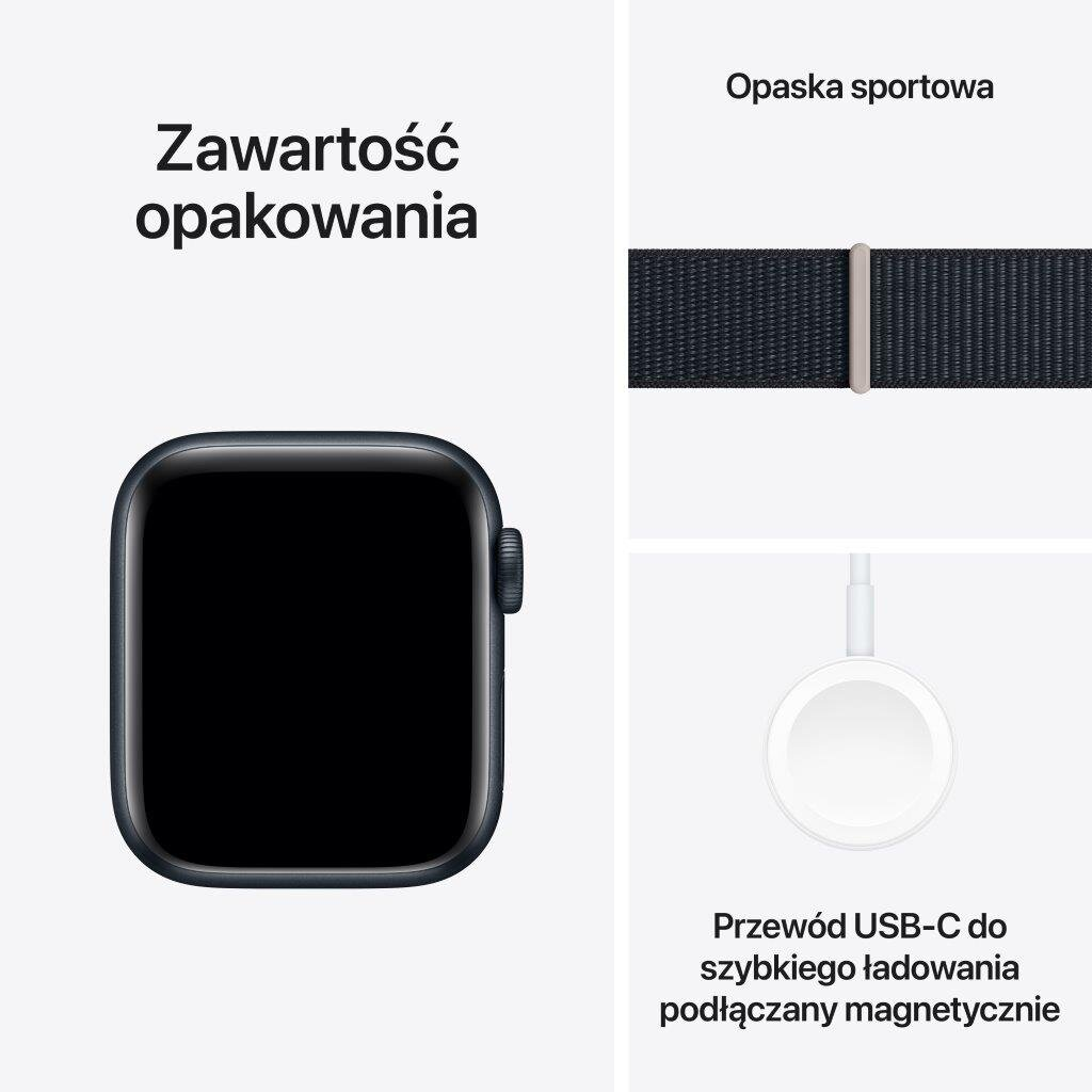 Smartwatch APPLE Watch SE (2 generacji) GPS + Cellular Koperta 40mm z aluminium w kolorze północy z opaską sportową w kolorze północy MRGE3QP/A