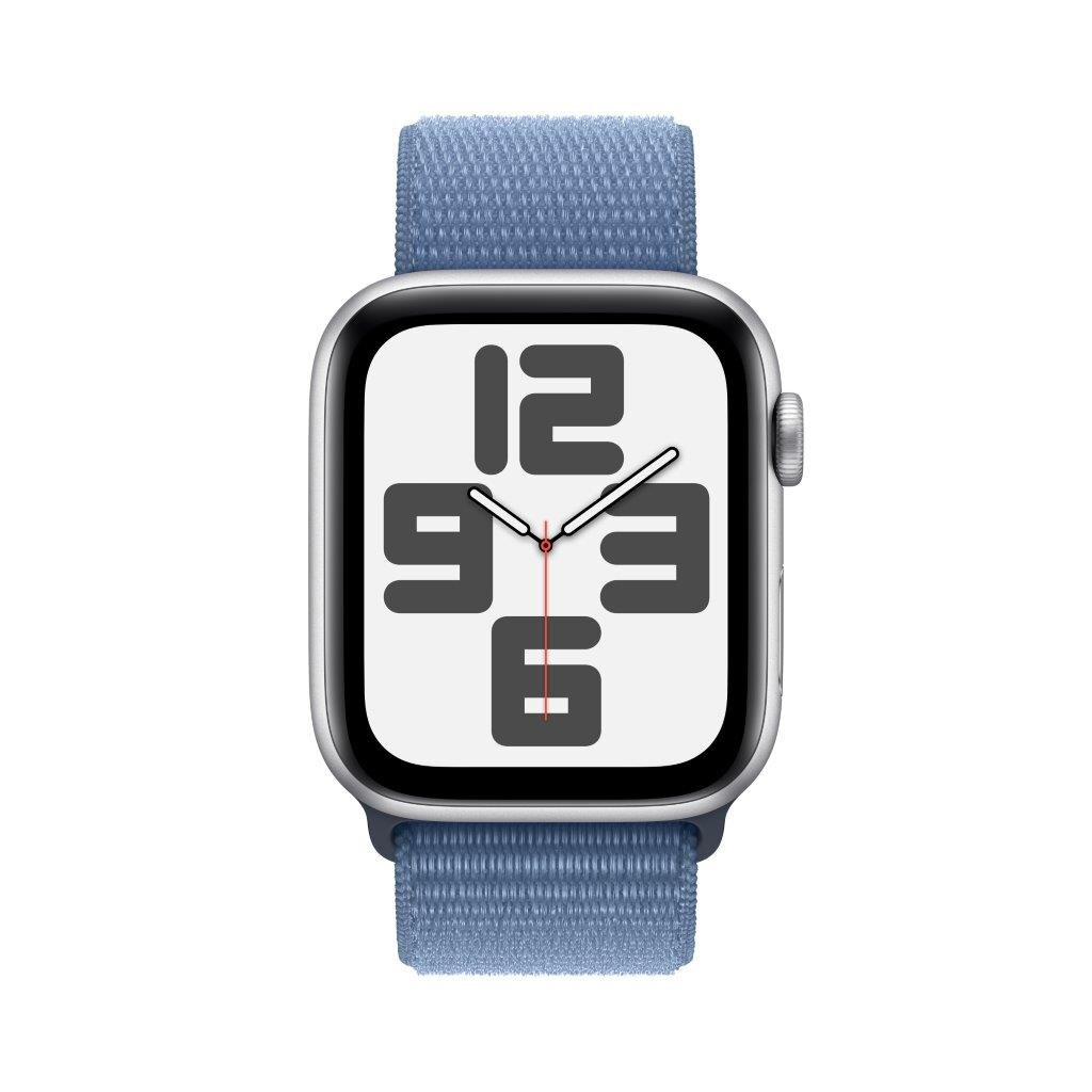 Smartwatch APPLE Watch SE (2 generacji) GPS + Cellular Koperta 40mm z aluminium w kolorze srebrnym z opaską sportową w kolorze zimowego błękitu MRG