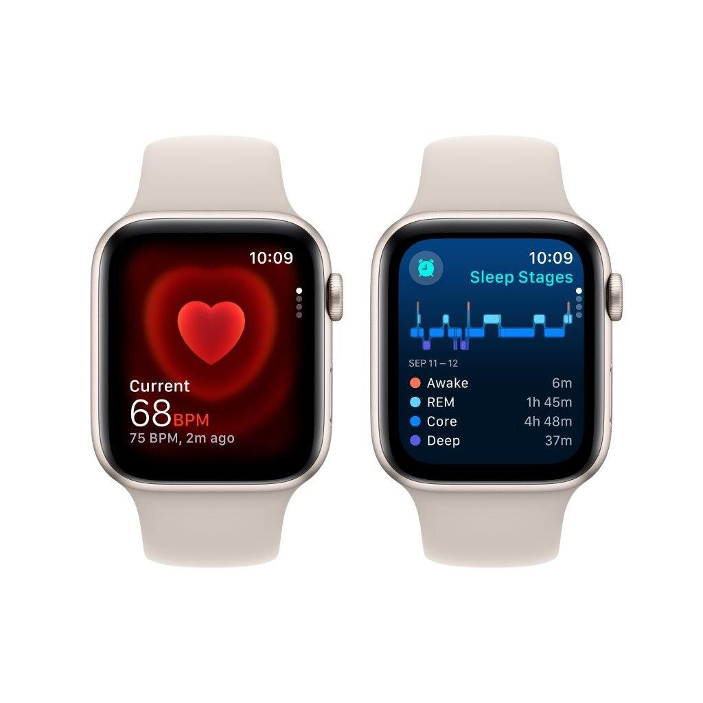 Smartwatch APPLE Watch SE (2 generacji) GPS + Cellular Koperta 44mm z aluminium w kolorze księżycowej poświaty z paskiem sportowym S/M w kolorze ks