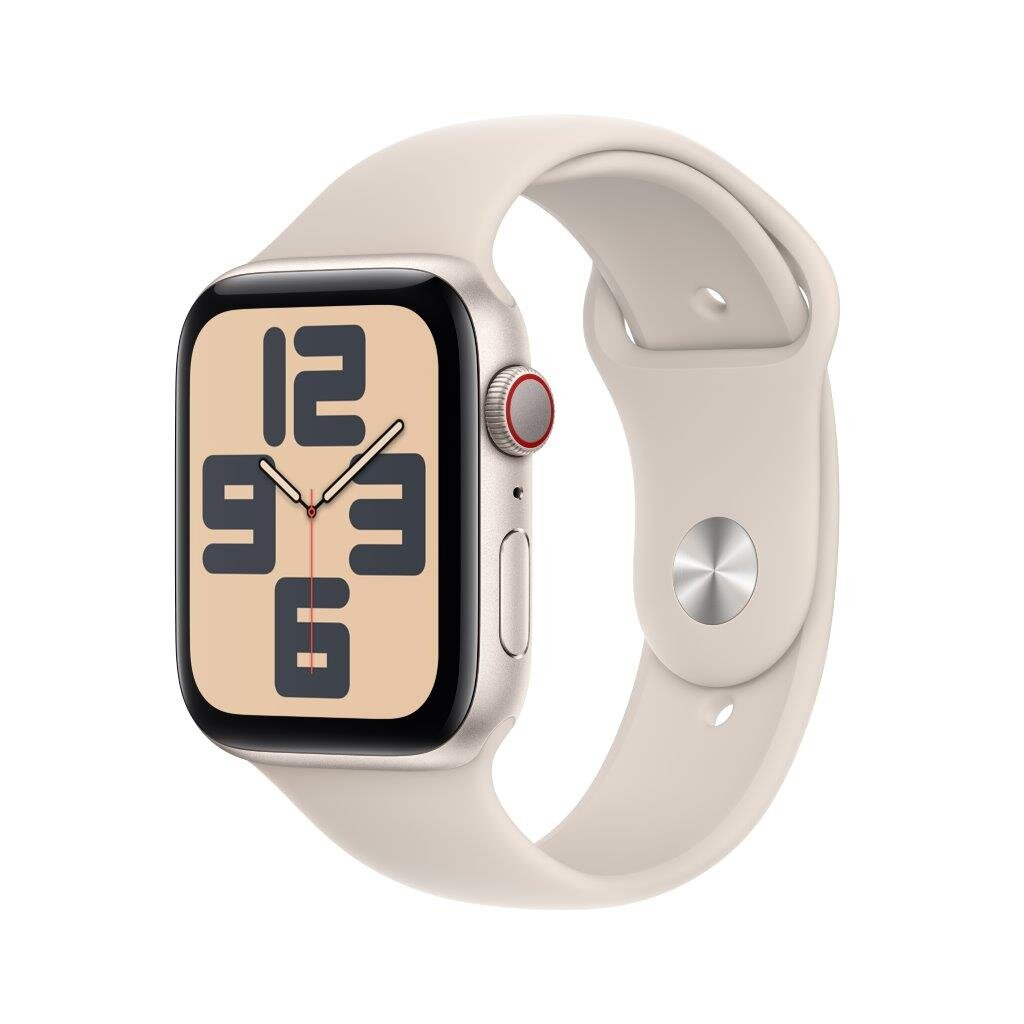Smartwatch APPLE Watch SE (2 generacji) GPS + Cellular Koperta 44mm z aluminium w kolorze księżycowej poświaty z paskiem sportowym M/L w kolorze ks