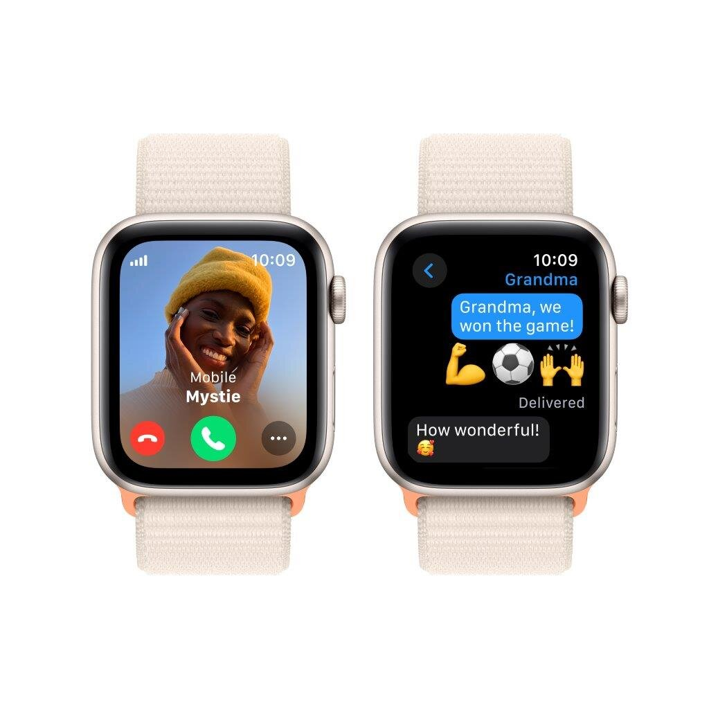 Smartwatch APPLE Watch SE (2 generacji) GPS + Cellular Koperta 44mm z aluminium w kolorze księżycowej poświaty z opaską sportową w kolorze księ