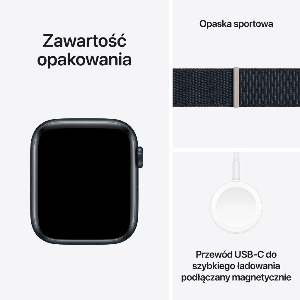 Smartwatch APPLE Watch SE (2 generacji) GPS + Cellular Koperta 44mm z aluminium w kolorze północy z opaską sportową w kolorze północy MRHC3QP/A