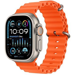 Smartwatch APPLE Watch Ultra 2 GPS + Cellular Koperta 49mm z tytanu w kolorze naturalnym z paskiem Ocean w kolorze pomarańczowym MREH3WB/A