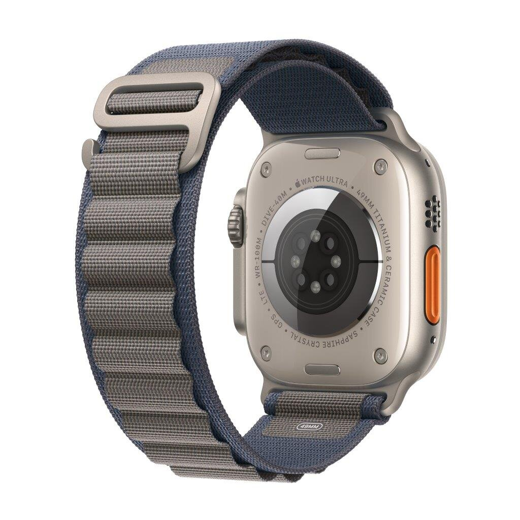 Smartwatch APPLE Watch Ultra 2 GPS + Cellular Koperta 49mm z tytanu w kolorze naturalnym z opaską alpine S w kolorze niebieskim MREK3WB/A