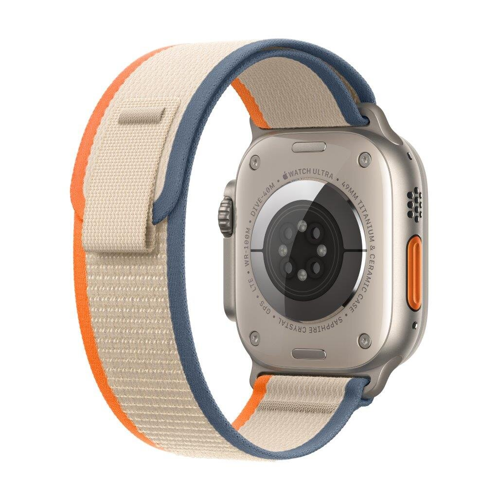 Smartwatch APPLE Watch Ultra 2 GPS + Cellular Koperta 49mm z tytanu w kolorze naturalnym z opaską trail M/L w kolorze pomarańczowym beżowym MR