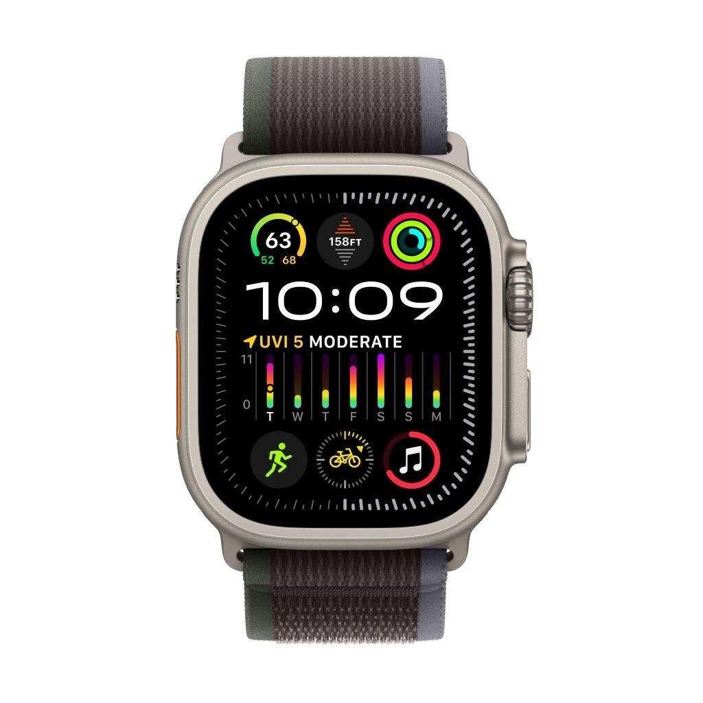 Smartwatch APPLE Watch Ultra 2 GPS + Cellular Koperta 49mm z tytanu w kolorze naturalnym z opaską trail S/M w kolorze niebieskim czarnym MRF53WB/A