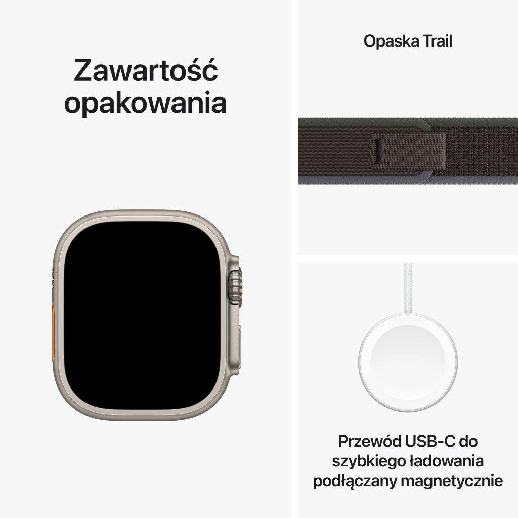 Smartwatch APPLE Watch Ultra 2 GPS + Cellular Koperta 49mm z tytanu w kolorze naturalnym z opaską trail M/L w kolorze niebieskim czarnym MRF63WB/A