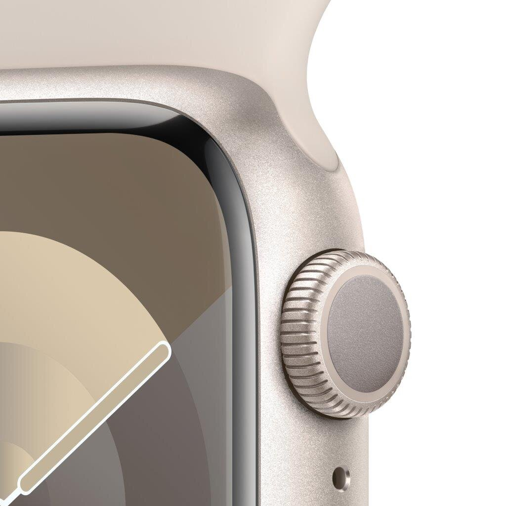 Zbliżenie na bok Apple Watch z widoczną Digital Crown i przyciskiem bocznym.