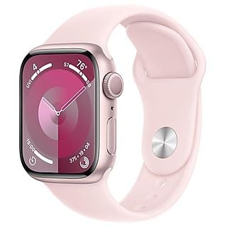 Smartwatch APPLE Watch Series 9 GPS Koperta 41mm z aluminium w kolorze różowym z paskiem sportowym S/M w kolorze jasnoróżowym MR933QP/A