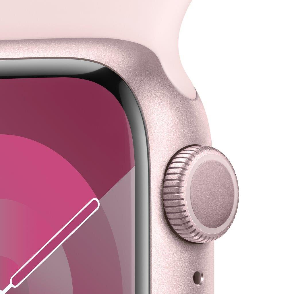 Smartwatch APPLE Watch Series 9 GPS Koperta 41mm z aluminium w kolorze różowym z paskiem sportowym M/L w kolorze jasnoróżowym MR943QP/A