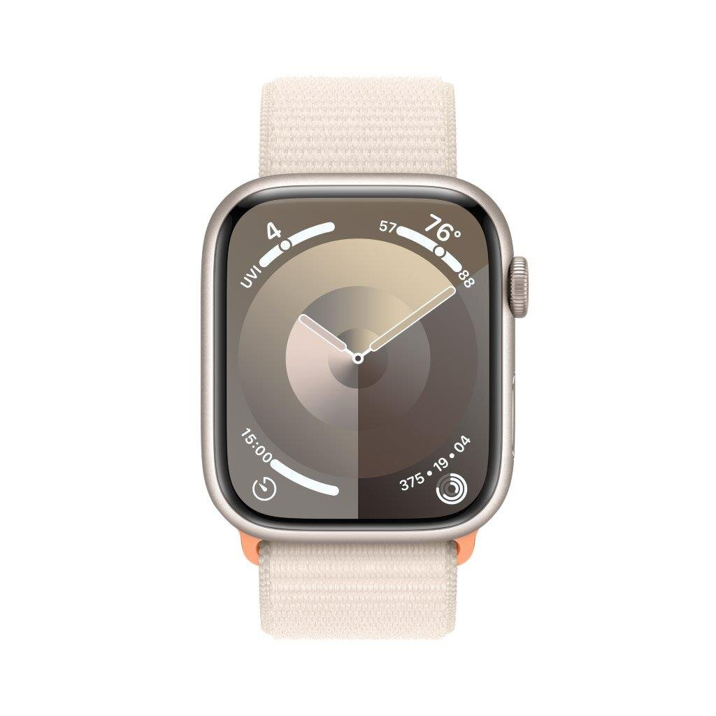 Smartwatch APPLE Watch Series 9 GPS Koperta 45mm z aluminium w kolorze księżycowej poświaty z opaską sportową w kolorze księżycowej poświaty MR983QP