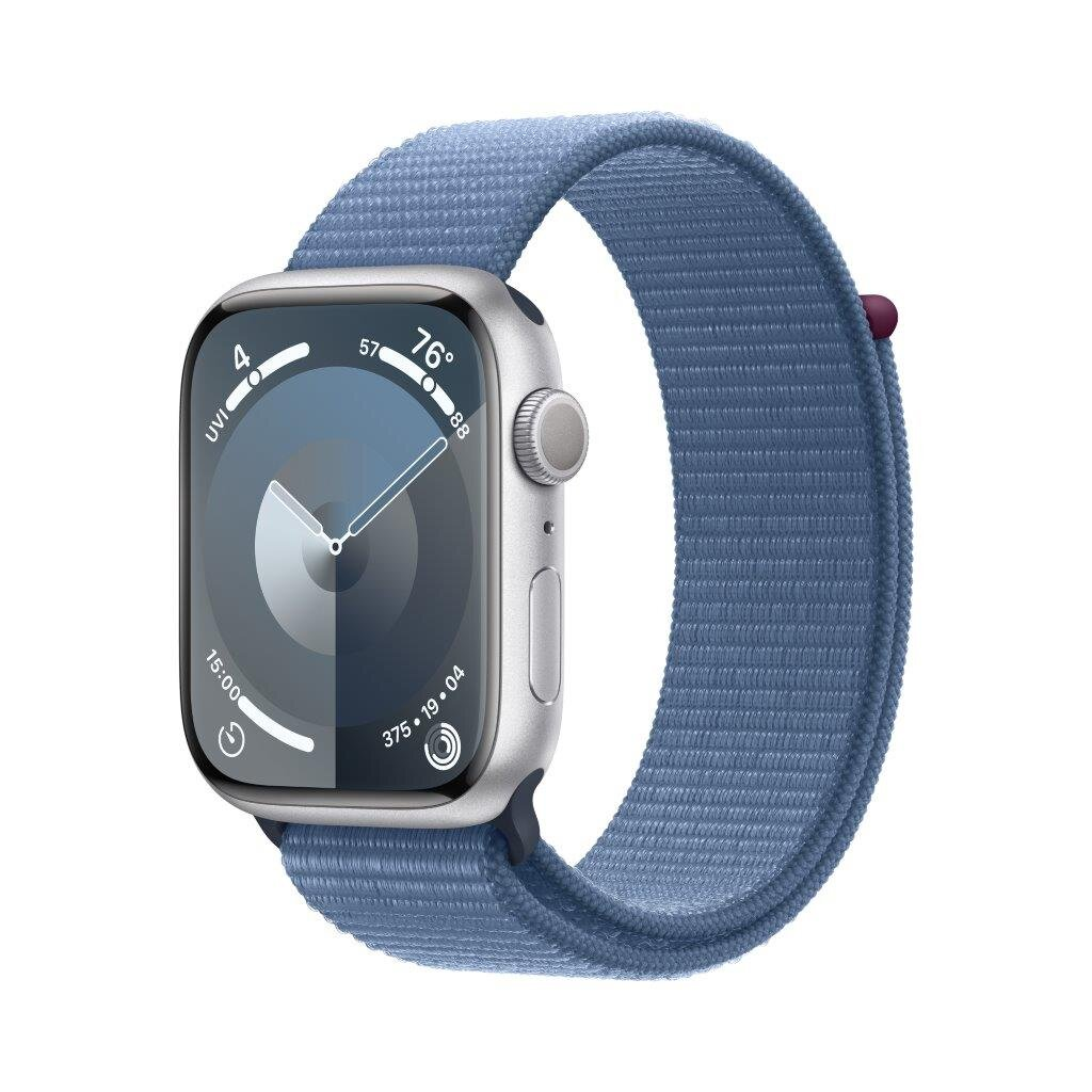 Smartwatch APPLE Watch Series 9 GPS Koperta 45mm z aluminium w kolorze srebrnym z opaską sportową w kolorze zimowego błękitu MR9F3QP/A