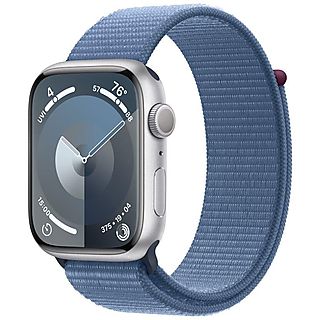 Smartwatch APPLE Watch Series 9 GPS Koperta 45mm z aluminium w kolorze srebrnym z opaską sportową w kolorze zimowego błękitu MR9F3QP/A
