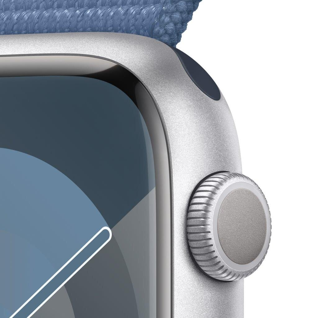 Smartwatch APPLE Watch Series 9 GPS Koperta 45mm z aluminium w kolorze srebrnym z opaską sportową w kolorze zimowego błękitu MR9F3QP/A