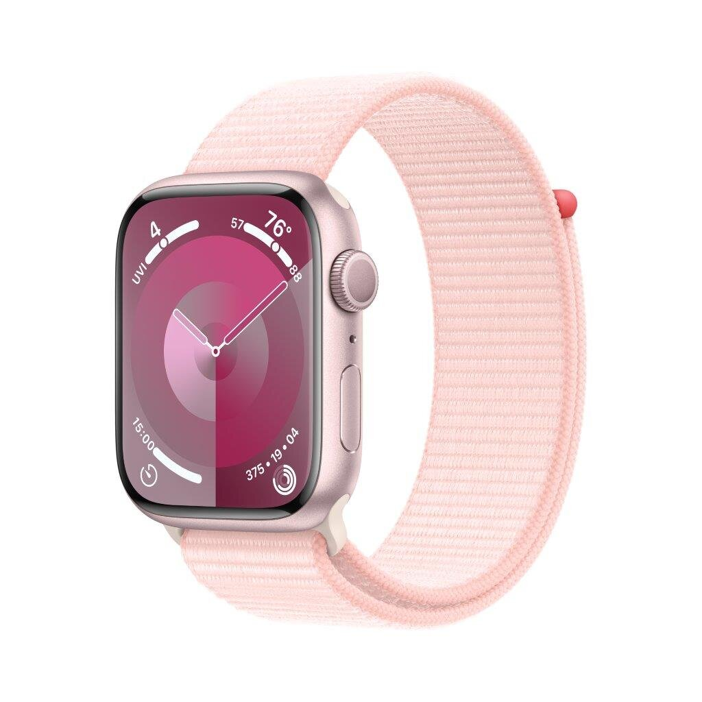 Smartwatch APPLE Watch Series 9 GPS Koperta 45mm z aluminium w kolorze różowym z opaską sportową w kolorze jasnoróżowym MR9J3QP/A