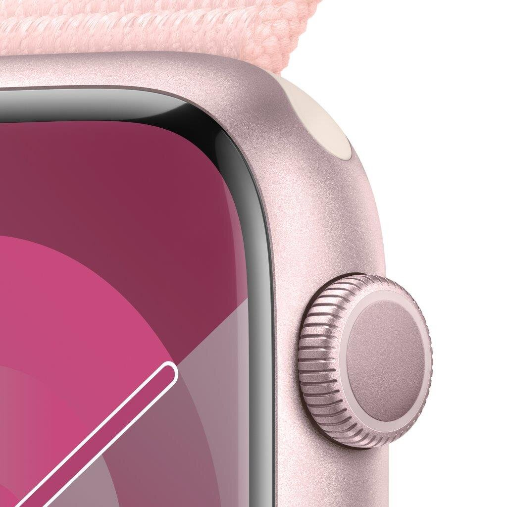 Smartwatch APPLE Watch Series 9 GPS Koperta 45mm z aluminium w kolorze różowym z opaską sportową w kolorze jasnoróżowym MR9J3QP/A
