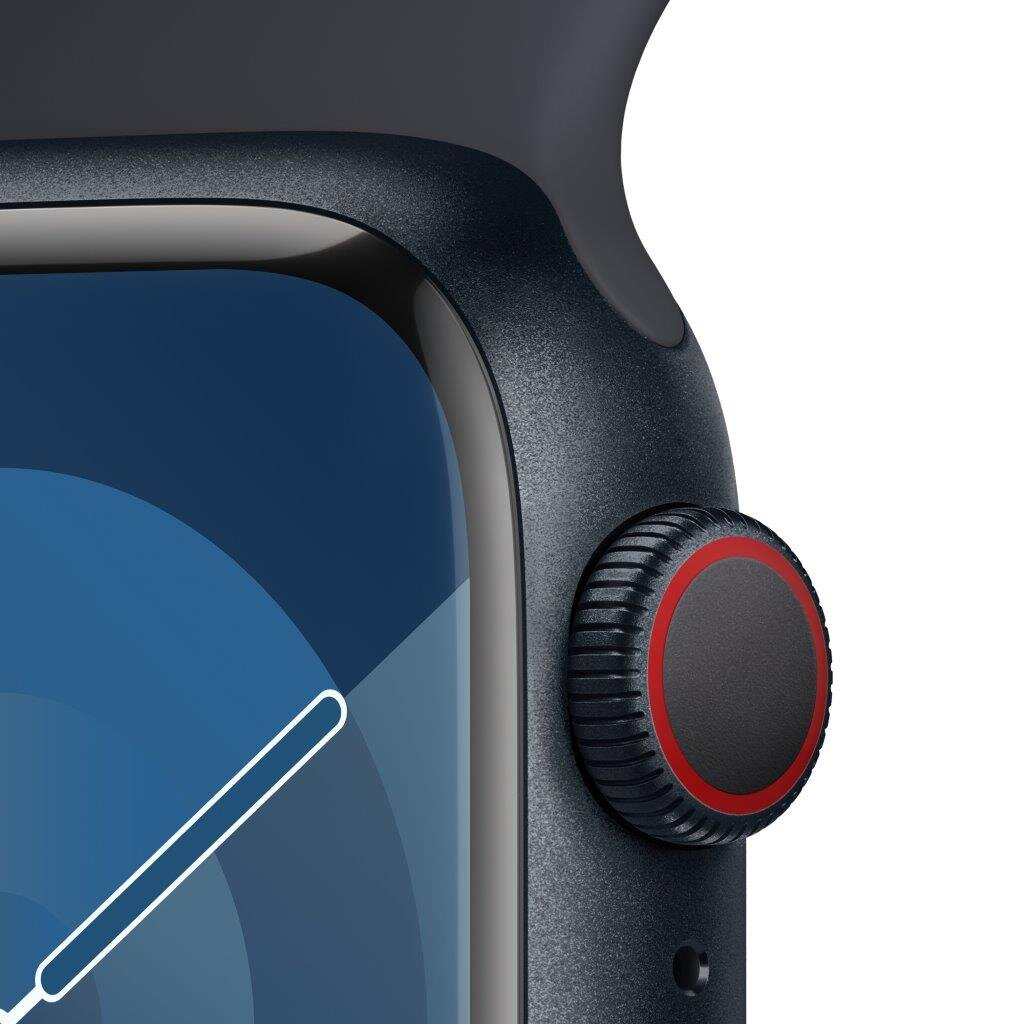 Zbliżenie Apple Watch, pokazujące cyfrową koronkę.