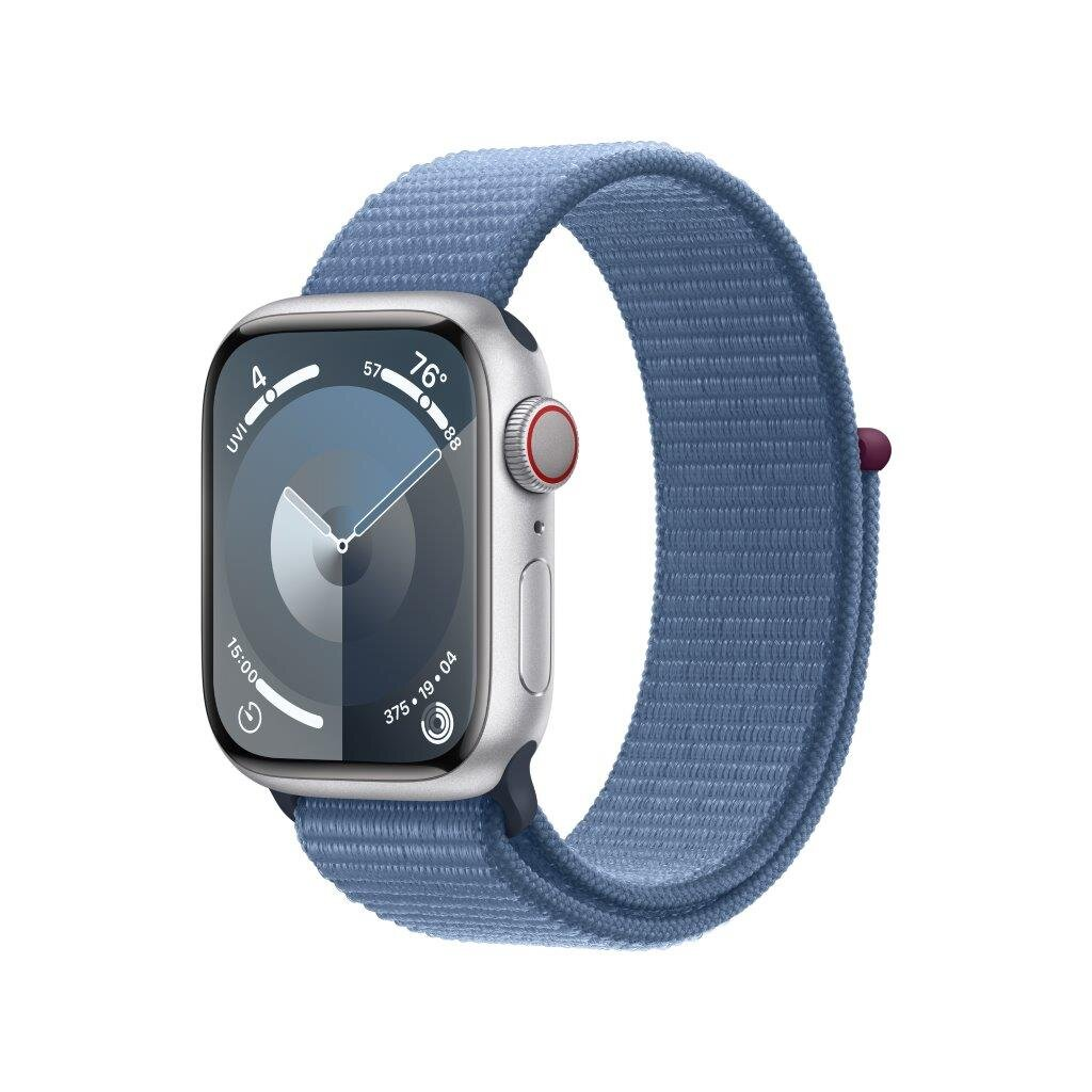 Smartwatch APPLE Watch Series 9 GPS + Cellular Koperta 41mm z aluminium w kolorze srebrnym z opaską sportową w kolorze zimowego błękitu MRHX3QP/A