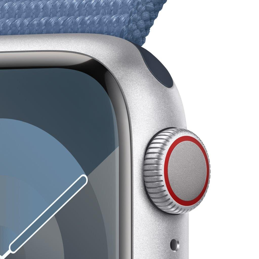 Smartwatch APPLE Watch Series 9 GPS + Cellular Koperta 41mm z aluminium w kolorze srebrnym z opaską sportową w kolorze zimowego błękitu MRHX3QP/A