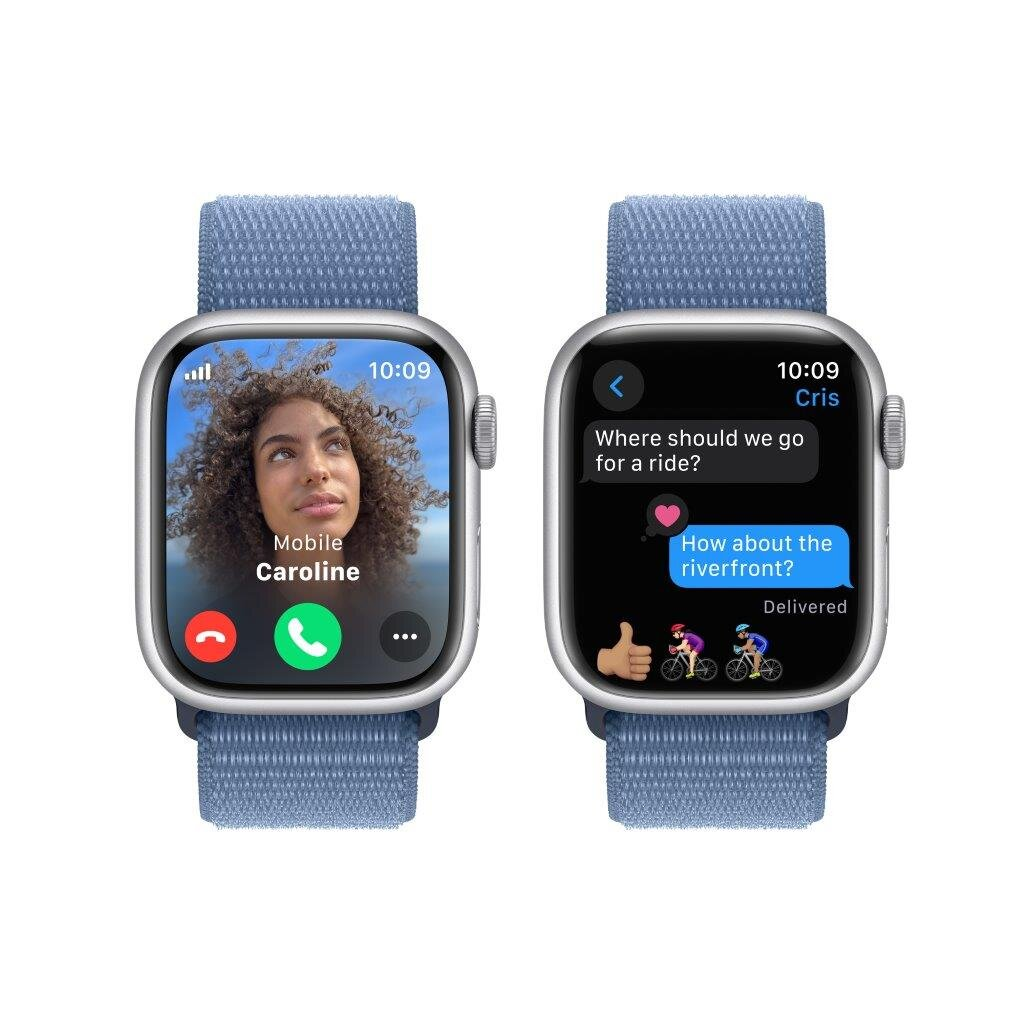 Smartwatch APPLE Watch Series 9 GPS + Cellular Koperta 41mm z aluminium w kolorze srebrnym z opaską sportową w kolorze zimowego błękitu MRHX3QP/A