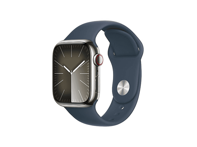 Smartwatch APPLE Watch Series 9 GPS + Cellular Koperta 41mm ze stali nierdzewnej w kolorze srebrnym z paskiem sportowym S/M sztormowego