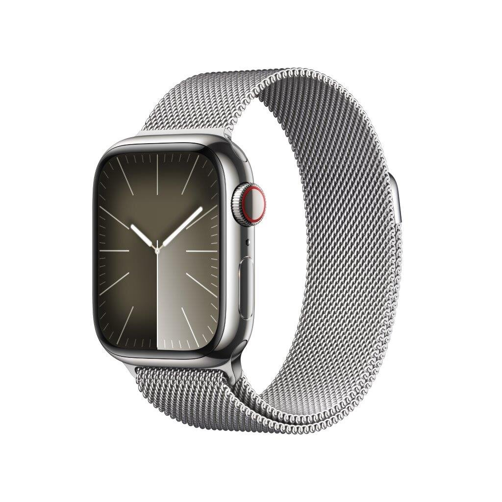 Smartwatch APPLE Watch Series 9 GPS + Cellular Koperta 41mm ze stali nierdzewnej w kolorze srebrnym z bransoletą mediolańską w kolorze srebrnym MR