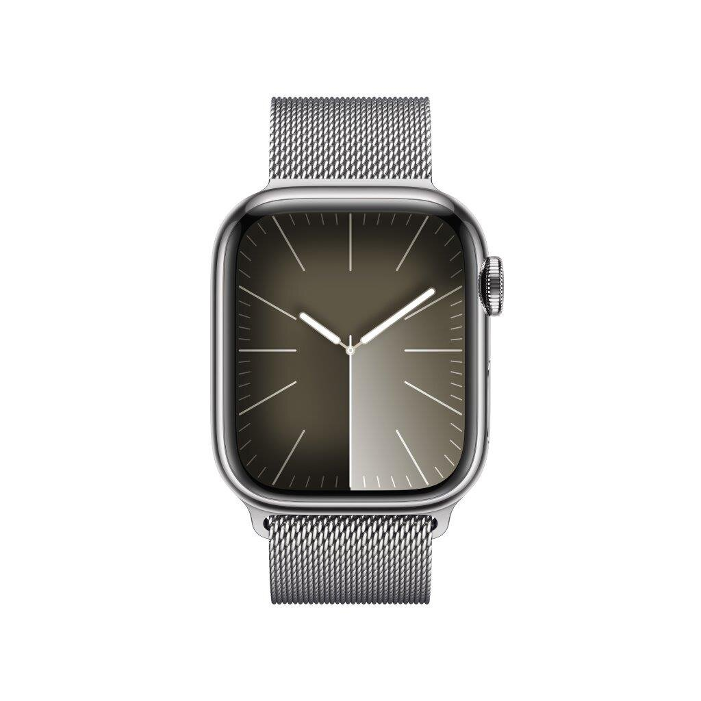 Smartwatch APPLE Watch Series 9 GPS + Cellular Koperta 41mm ze stali nierdzewnej w kolorze srebrnym z bransoletą mediolańską w kolorze srebrnym MR