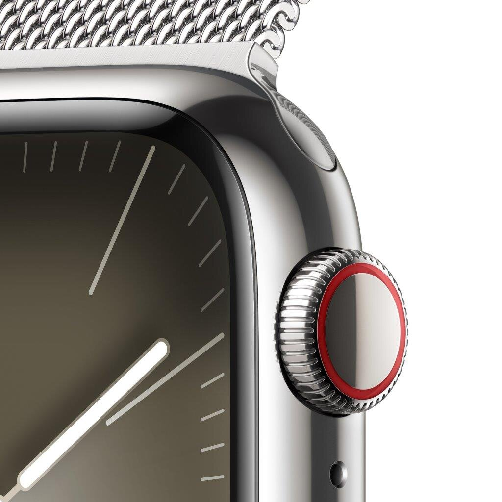 Smartwatch APPLE Watch Series 9 GPS + Cellular Koperta 41mm ze stali nierdzewnej w kolorze srebrnym z bransoletą mediolańską w kolorze srebrnym MR