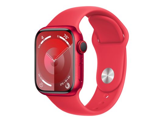 APPLE Watch Series 9 (GPS + Cellular, Alu) 41 mm - Smartwatch (M/L 150-200 mm, Fluoroélastomère, (PRODUCT)RED/(PRODUCT)RED)